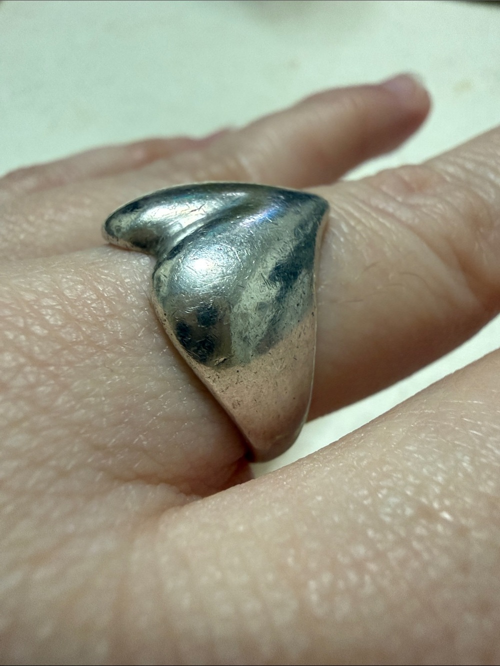 Sterling Silver 925 Heart Dome Ring size 7.25 - Picture 3 of 13